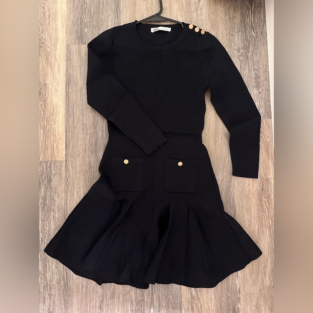 Zara Black Long Sleeve Dress
